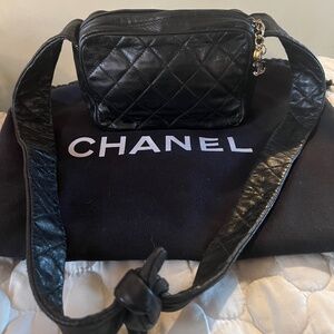 Vintage Chanel mini Matisse lambskin quilted leather camera bag
